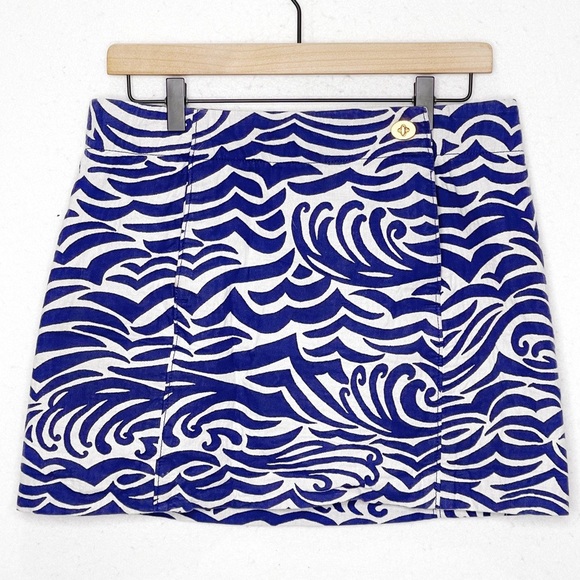 Lilly Pulitzer Maida On The Horizon Bright Navy Jacquard Faux Wrap Mini Skirt - Picture 1 of 8